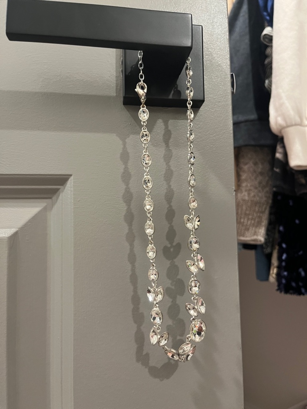 Napier Silver-Tone Clear Crystal Link Necklace - Picture 7 of 7